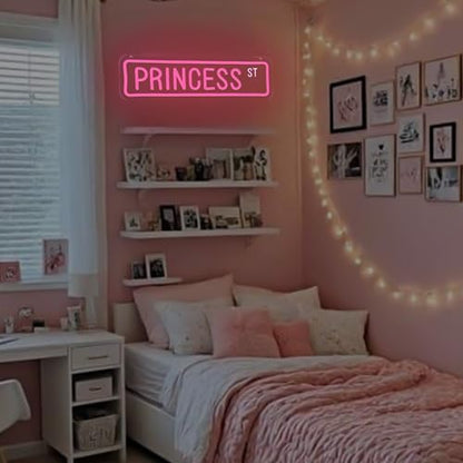 Pink Princess Street Neon Sign for Wall Decor