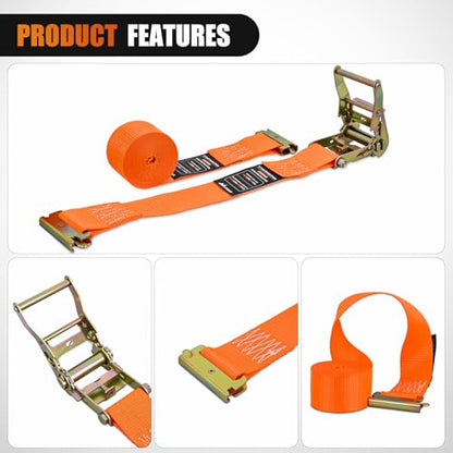 E Track Ratchet Straps 8 Pack 2" x 15' Orange (8 Count)