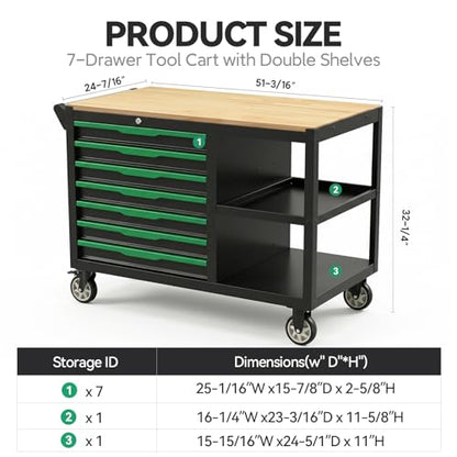 7 Drawers Professional Tool Cart Cabinet