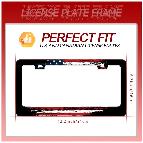 American Flag Patriotic License Plate Frame Stainless Steel with Screws