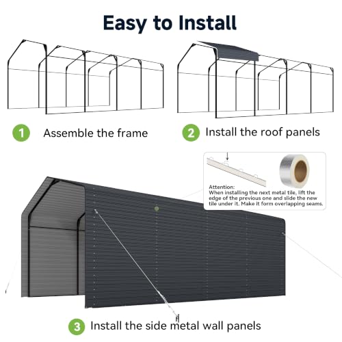 12x20 FT Heavy Duty Enclosed Metal Carport