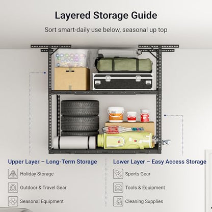 3x6 2 Tier Overhead Ceiling Garage Storage Rack