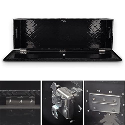 48In Black Aluminum Tool Box 5 Bar Tread ToolBox for Truck Bed Car Outdoor