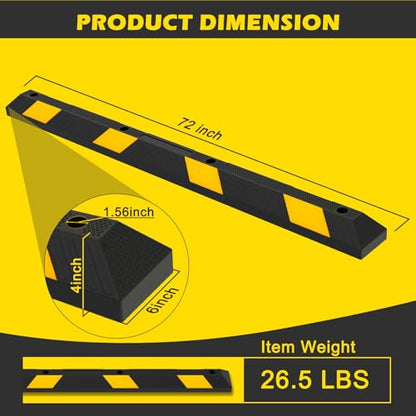 72" Rubber Parking Curb Stop