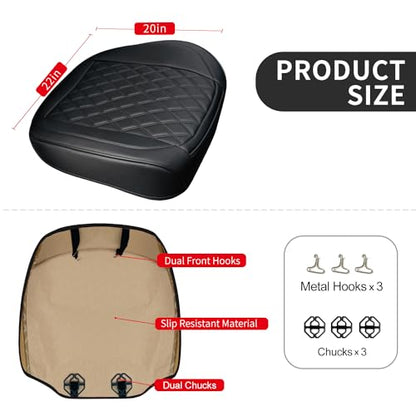 1 Pack Leather Front Car Seat Bottom Cover Black