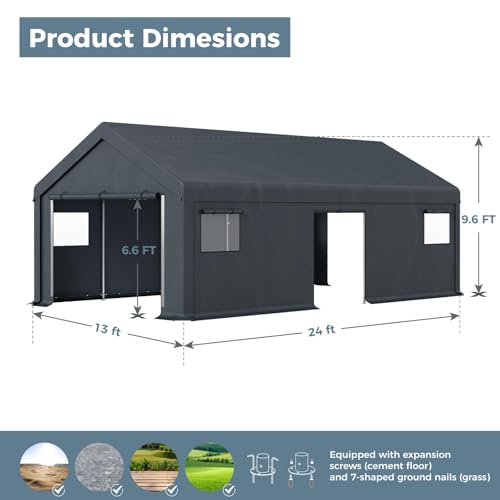13x24 ft Carport Storage Shelter Shed Outdoor Portable Garage