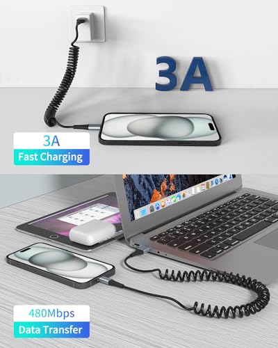 Coiled USB C Cable 3FT (2 Count)