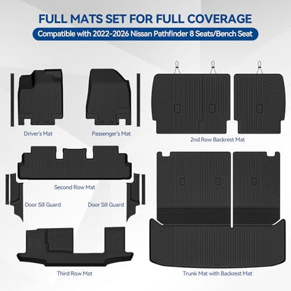 Custom Fit Floor Mats for Nissan Pathfinder 8 Seats 2022