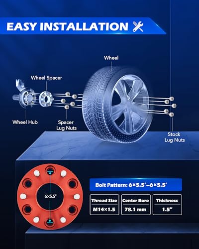 OMT 6x5.5 Wheel Spacers with 78.1mm Center Hub Bore (4 Count)