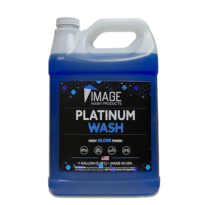 Image Wash (1-Gallon Platinum Wash Car Soap Concentrated pH-Neutral Foam Soap for Foam Cannon & Bucket wipe Safe for Wax Ceramic Coatings High Lubricity Biodegradable Formula with Bubble Gum Scent (128 Fl Oz)
