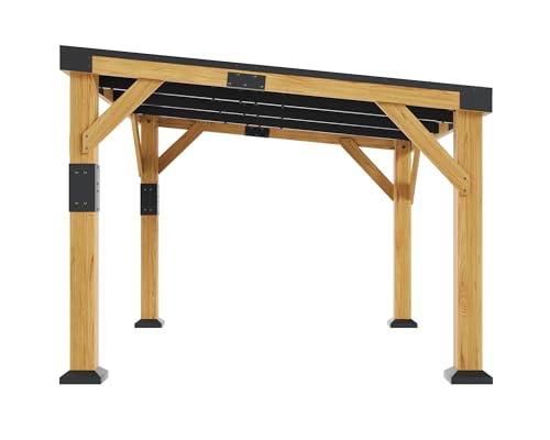 10x12x8 FT Cedar Wood Carport with Sloped Galvanized Steel Roof