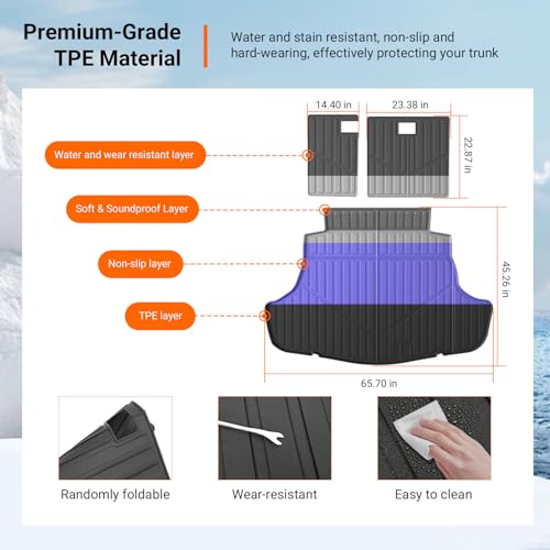 Cargo Mat & Backrest Mats Compatible with 2025 2026 Toyota Camry