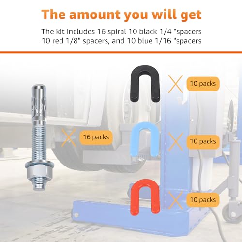 Car Lift Installation Install Kit with Wedge Anchor Bolts Leveling Shim
