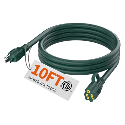 16 3 Gauge Indoor Outdoor Green Extension Cord 10 ft Waterproof
