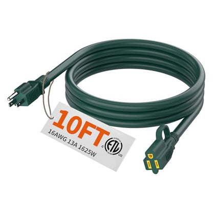 16 3 Gauge Indoor Outdoor Green Extension Cord 10 ft Waterproof