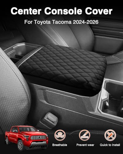 Custom for 2024 2025 Toyota Tacoma Center Console Cover Armrest Cover for Tacoma Accessories 2026 Armrest Cushion Pad Leather Middle Console Lids Cover Seat Box Protector Anti