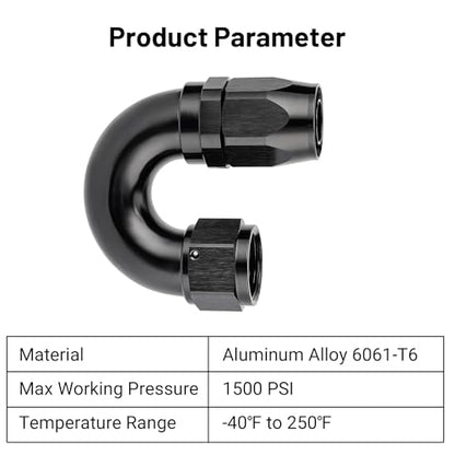 12AN 180 Degree One Piece Full Flow Hose End Fitting Swivel for CPE Braided Hose
