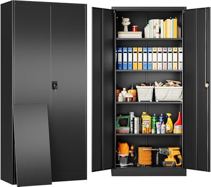 Metal Storage Cabinet with 2 Doors and 5 Shelves