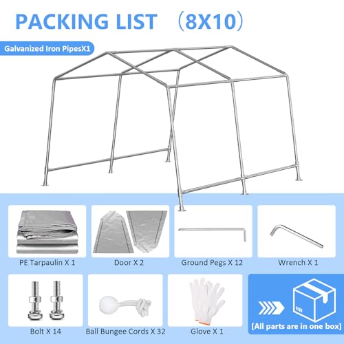 8x10 ft Carport Heavy Duty Tent with Roll