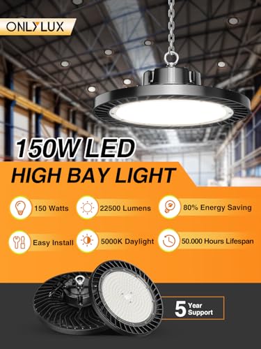 UFO LED High Bay Lights 5000K 150W 22500 LM 6 Pack (6 Count)