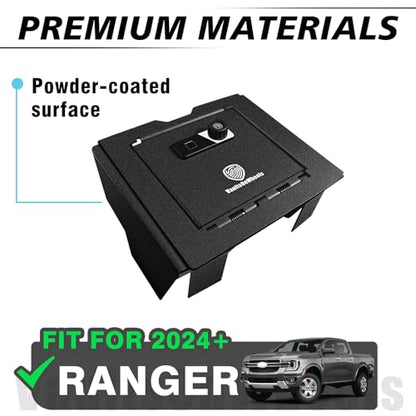 for 2026 2025 2024 Ford Ranger Center Console Safe Gun Safe Vault Hidden Console Storage LockBox Anti