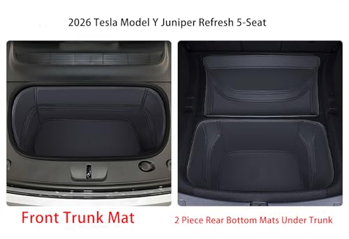 Full Cover Frunk Mat & Rear Lower Trunk Storage & Inner Storage Mat Compatible with Tesla Model Y 2026 Juniper (52 Ounce)