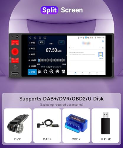 4G+64G Android Single Din Car Stereo Wireless Carplay Android Auto