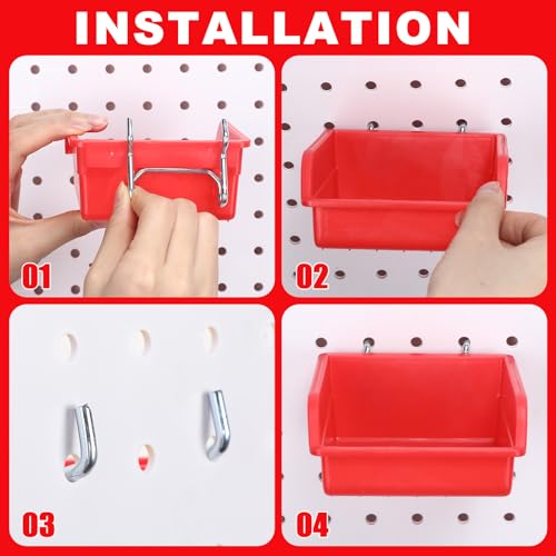 20 Pcs Pegboard Bins and Cups with Hooks and Loops Peg Assortment Organizer Accessories Various Tool Organizer Pegboard Baskets Set for Garage Workshop Workbench Office