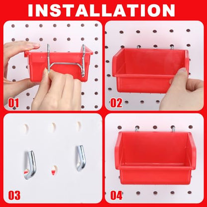20 Pcs Pegboard Bins and Cups with Hooks and Loops Peg Assortment Organizer Accessories Various Tool Organizer Pegboard Baskets Set for Garage Workshop Workbench Office