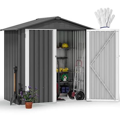 6x4ft Outdoor Storage Shed with Secure Entrances & Vents