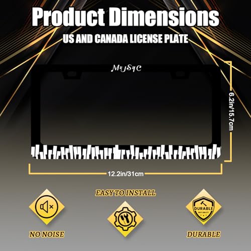 Music Notes License Plate Frame Stainless Steel Funny Piano License Holder