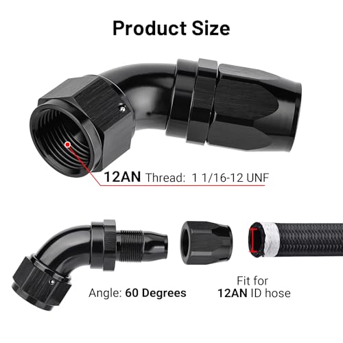 12AN 60 Degree One Piece Full Flow Hose End Fitting Swivel for CPE Braided Hose