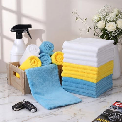 30 Pcs 16 x 16 Inch edgeless Microfiber Plush Towels for Cars Detailing Drying Wash Polishing Absorbent Cleaning Cloths (30 Count)