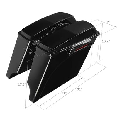 Motorcycle Saddlebags 5" Stretched Extended Hard Saddle Bags W (2 Count)