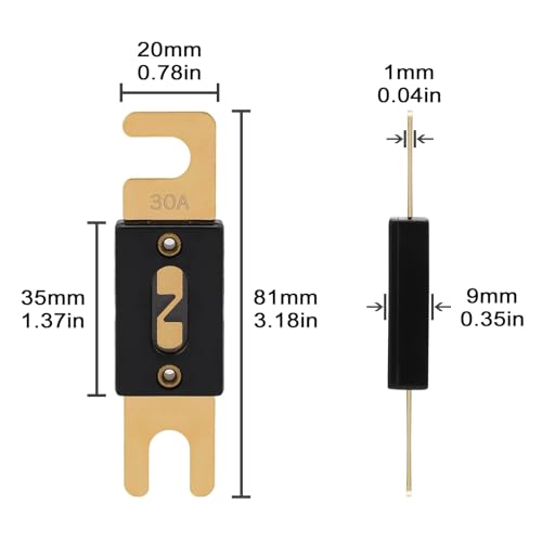 30A ANL Fuse 30 Amp Inline Blade Fuses 32V for Car Audio Inverter Automotive Stereo (3 Count)