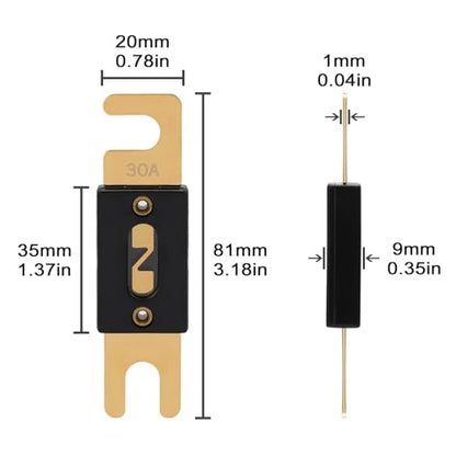 30A ANL Fuse 30 Amp Inline Blade Fuses 32V for Car Audio Inverter Automotive Stereo (3 Count)