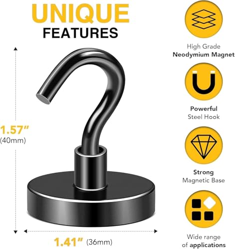 Magnetic Hooks 20pcs 170lbs Cruise Essentials 2026 Magnet Hook Black (20 Count)