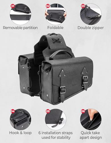 Motorcycle Saddlebags PU Leather Side Bags 12L