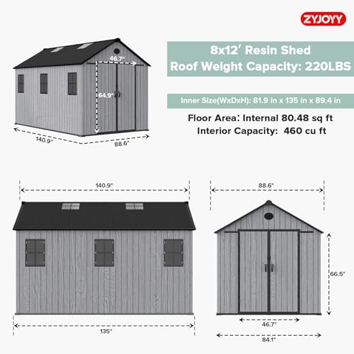 Outdoor Storage Shed 8x12 FT with Floor