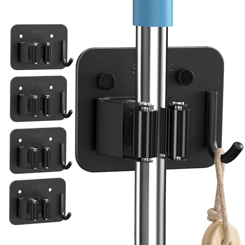 4 Pack Broom Holder Wall Mount (4 Count)