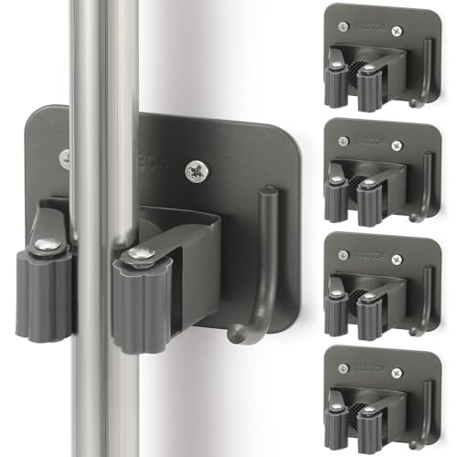 Broom Holder Wall Mount Rack (4 Count)