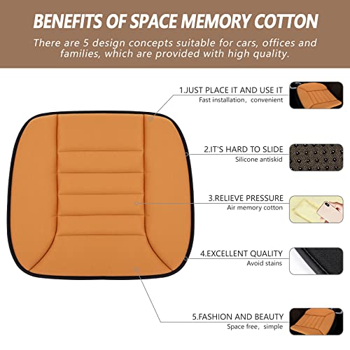 Car Seat Cushion Pad 1.2" Thick Comfort Seat Protector for Car Driver Seat Office Chair Home Use Memory Foam Seat Cushion with Non Slip Bottom