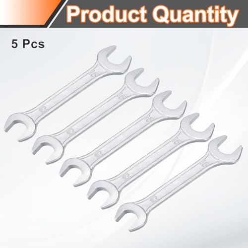 5pcs Double Open End Wrench 13mm x 15mm Metric 15 Degree Offset Angle Small Flat Head Wrench Galvanizing Open Ended Spanner for Automotive Repair Furniture Assembly (5 Count)