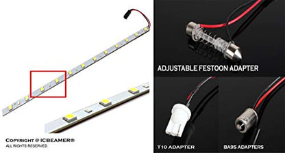 12" Color Changing from Blue to White 18 SMDs 5050 LED Light Strip for Fit Car Trunk Cargo Area Interior Ambient Illumination Decoration