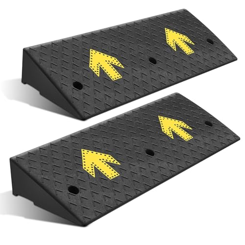 2pcs 5.3" Rise Rubber Arrow Curb Ramp Heavy Duty Loading Threshold Ramp 37.4" W x 13.8" D x 5.3" H for Loading Dock (2 Count)