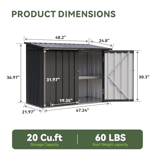 Outdoor Storage Cabinet 20Cu.Ft Metal Storage Shed with Floor&Shelf