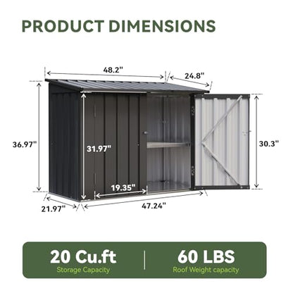 Outdoor Storage Cabinet 20Cu.Ft Metal Storage Shed with Floor&Shelf