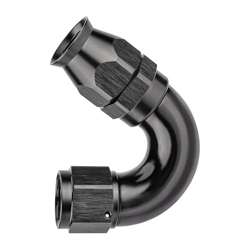 6AN 150 Degree PTFE One Piece Full Flow End Hose Fitting Aluminum Black