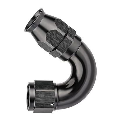 6AN 150 Degree PTFE One Piece Full Flow End Hose Fitting Aluminum Black