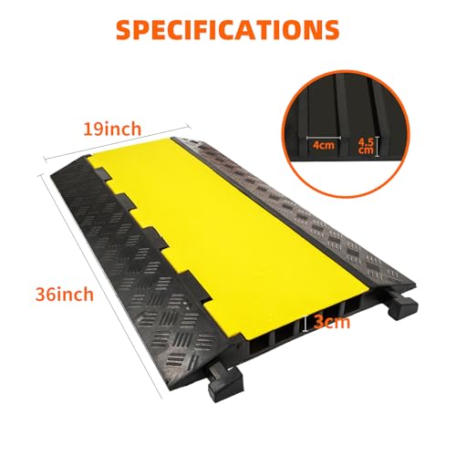 2 Pack 5 Channel Cable Protector Ramp Traffic Wire and Hose Ramp Cord Cover Heavy Duty Channels 18